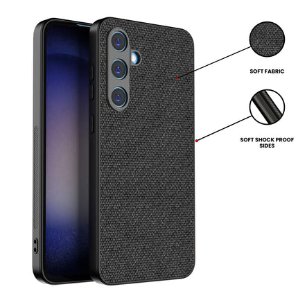Kapa Soft Full Fabric Protective Back Case Cover for Samsung Galaxy S24 FE | Shockproof Slim Hard Anti Slip Back Case (Black)