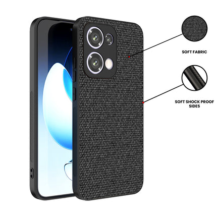 Kapa Soft Full Fabric Protective Back Case Cover for Oppo Reno 13 5G | Shockproof Slim Hard Anti Slip Back Case (Black)