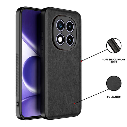 Kapa Tux Leather Back Cover for Redmi Note 15 Pro 5G | Slim Shockproof Camera Protection Bumper Case (Black) - Mobizang