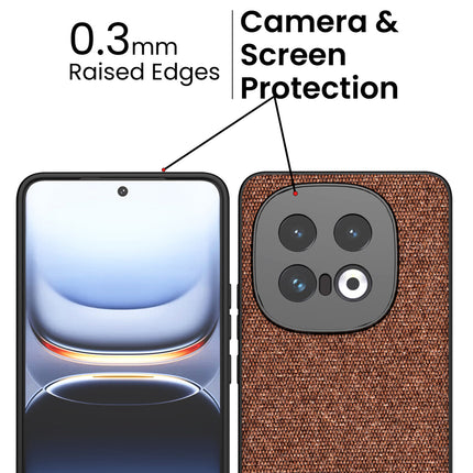Kapa Soft Fabric & Leather Hybrid Protective Back Cover for Iqoo 13 (5G) | Shockproof Slim Hard Anti Slip Back Case (Brown)