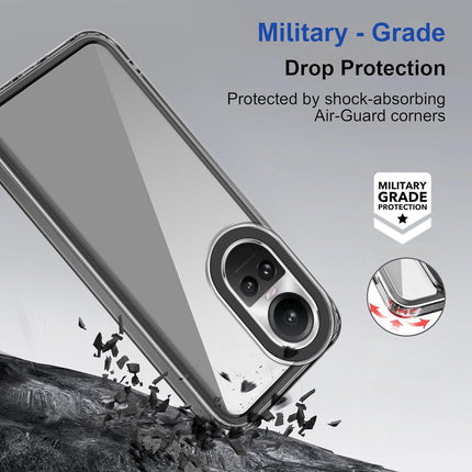 Kapa Warrior Acrylic Clear Back Cover For Oppo Reno 10 / Reno 10 PRO | Slim Shockproof [Military Grade Protection] Hybrid Bumper Case (Black Sides) - Mobizang
