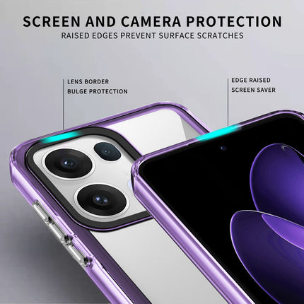 Kapa Warrior Acrylic Clear Back Cover For Oppo Reno 13 5G | Slim Shockproof [Military Grade Protection] Hybrid Bumper Case (Purple Sides) - Mobizang