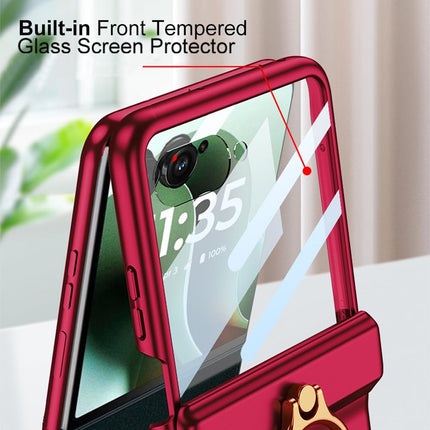 Kapa Magnetic Hinge and Ring Back Cover for Motorola Razr 60 Ultra | Ultra Thin Shockproof Slim Hard Protective Case (Wine Red)