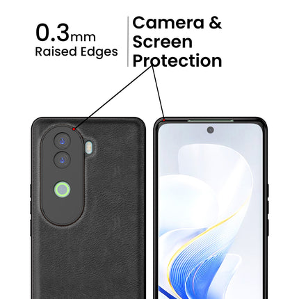 Kapa Tux Leather Back Cover for Vivo V40E / iQOO Z9S | Slim Shockproof Camera Protection Bumper Case (Black)