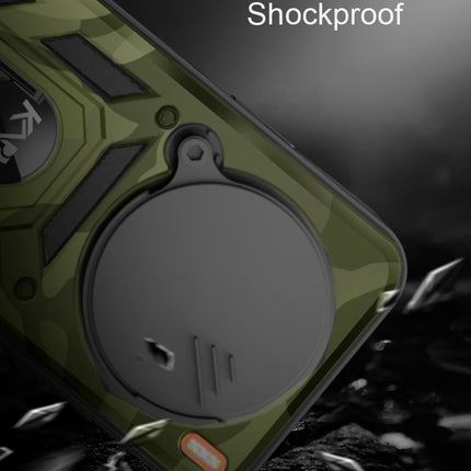 Kapa Tank Back Cover for Vivo X200 Pro (5G) | Inbuilt Ring + Slider Shockproof Lens Protection Bumper Back Case (Green)