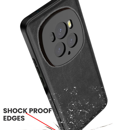 Kapa Tux Leather Back Cover for Honor Magic 6 PRO | Slim Shockproof Camera Protection Bumper Case (Black)