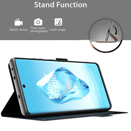 Kapa Noble Slim Magnetic Leather Flip Case Cover for OnePlus 12R | Card Holder Stand Flip Wallet Case (Black) - Mobizang