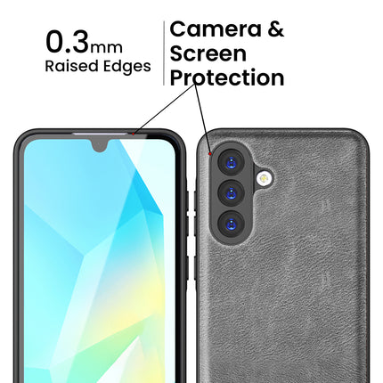 Kapa Tux Leather Back Cover for Samsung Galaxy M16 | Slim Shockproof Camera Protection Bumper Case (Grey)