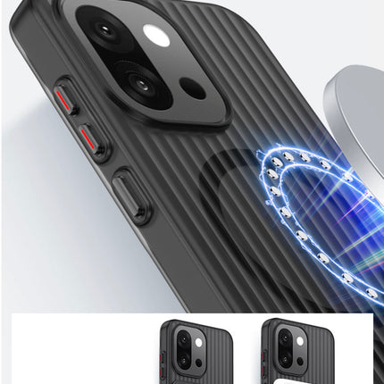 Kapa Wave Magnetic Frosted Grip Back Cover for OnePlus 13S | [MagSafe Compatible] Wireless charging, Slim, Metal Buttons Matte Finish Back Case (Grey) - Mobizang