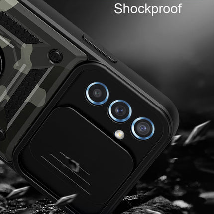 Kapa Tank Back Cover for Samsung Galaxy S24 Plus | Inbuilt Ring + Slider Shockproof Lens Protection Bumper Back Case (Black) - Mobizang