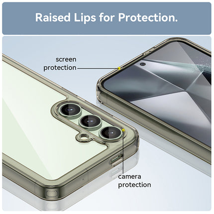 Kapa Unicorn Acrylic Clear Back Cover For Samsung Galaxy S24 FE | Slim Shockproof [Military Grade Protection] Hybrid Bumper Case (Grey Sides) - Mobizang