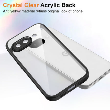 Kapa Hawkeye Clear Slim Tough Back Cover for Google Pixel 9A | Camera Lens Protector Anti Yellow Shockproof Clear Hybrid Case Cover (Black)