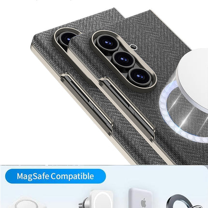 Kapa Nylon Fabric Case Compatible with Magsafe Back Cover for Samsung Galaxy Z Fold7 / Fold 7 | with [Inbuilt Glass] and Wireless Charging Support Full Body Protection Cover (Grey)