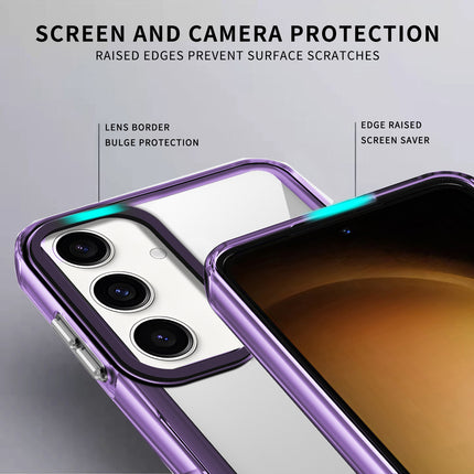 Kapa Warrior Acrylic Clear Back Cover For Samsung Galaxy S25 | Slim Shockproof [Military Grade Protection] Hybrid Bumper Case (Purple Sides)