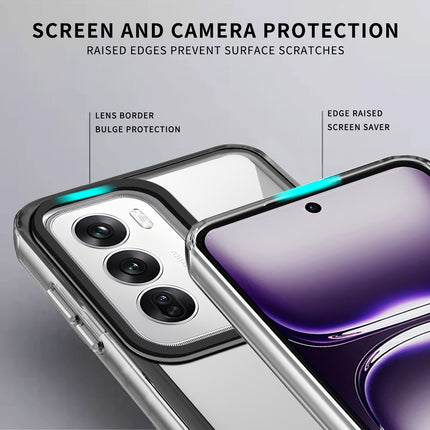 Kapa Warrior Acrylic Clear Back Cover For Oppo Reno 12 (5G) | Slim Shockproof [Military Grade Protection] Hybrid Bumper Case (Clear Sides)