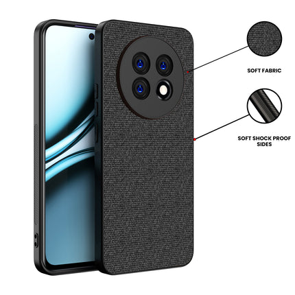 Kapa Soft Full Fabric Protective Back Case Cover for Realme 13 PRO / 13 PRO PLUS | Shockproof Slim Hard Anti Slip Back Case (Black)