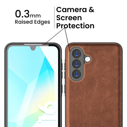 Kapa Tux Leather Back Cover for Samsung Galaxy A16 | Slim Shockproof Camera Protection Bumper Case (Brown)