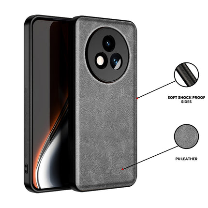 Kapa Tux Leather Back Cover for Realme P3 PRO 5G | Slim Shockproof Camera Protection Bumper Case (Grey)