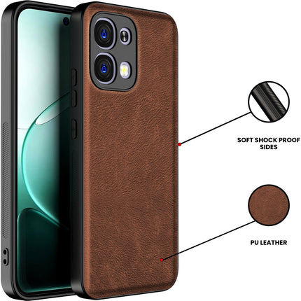 Kapa Tux Leather Back Cover for Oppo F31 5G | Slim Shockproof Camera Protection Bumper Case (Brown)