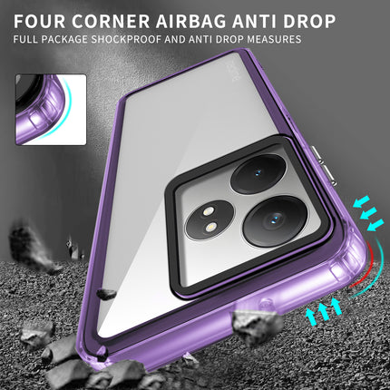 Kapa Warrior Acrylic Clear Back Cover For Realme GT 6 / GT 6T | Slim Shockproof [Military Grade Protection] Hybrid Bumper Case (Purple Sides)