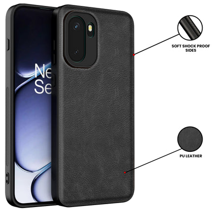 Kapa Tux Leather Back Cover for OnePlus 15R | Slim Shockproof Camera Protection Bumper Case (Black)