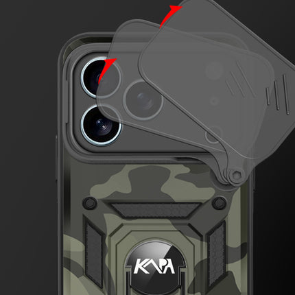 Kapa Tank Back Cover for Apple iPhone 17 Pro | Inbuilt Ring + Slider Shockproof Lens Protection Bumper Back Case (Black)