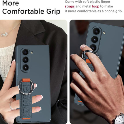 Kapa Shockproof Protective Band Back Cover for Z Fold 6 | Wrist Strap Case Full Body Case (GreyGreen) - Mobizang