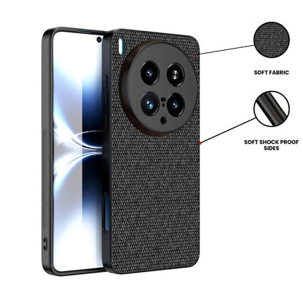 Kapa Soft Full Fabric Protective Back Case Cover for Vivo X200 Ultra | Shockproof Slim Hard Anti Slip Back Case (Black)