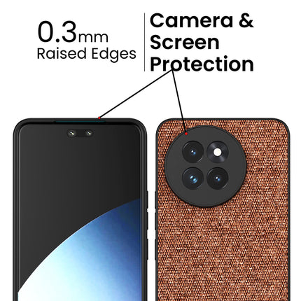 Kapa Soft Fabric & Leather Hybrid Protective Back Cover for Xiaomi 14 Civi | Shockproof Slim Hard Anti Slip Back Case (Brown)