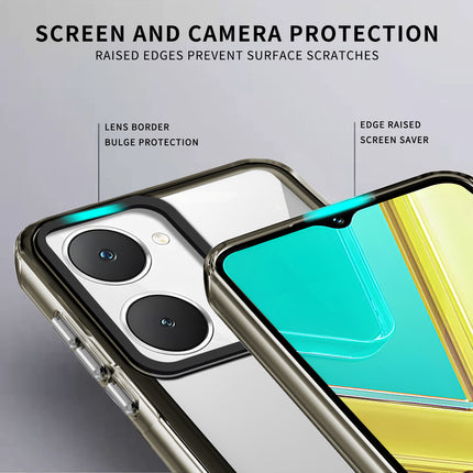 Kapa Warrior Acrylic Clear Back Cover For Iqoo Z9 Lite | Slim Shockproof [Military Grade Protection] Hybrid Bumper Case (Grey Sides)
