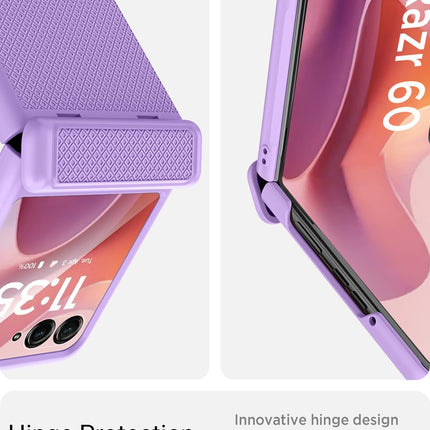 Kapa Textured Grip Hinge Protection Back Cover for Moto Razr 60/50 | with [Inbuilt Glass] Full Body Shockproof Hard Back Case (Purple)