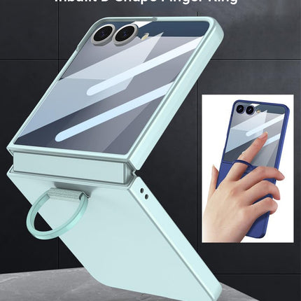 Kapa Ultra Thin PC + D Ring Back Case for Samsung Galaxy Flip7 / Z Flip 7 |with [Inbuilt Glass] Shockproof Slim Hard Protective Cover (Mint Green)