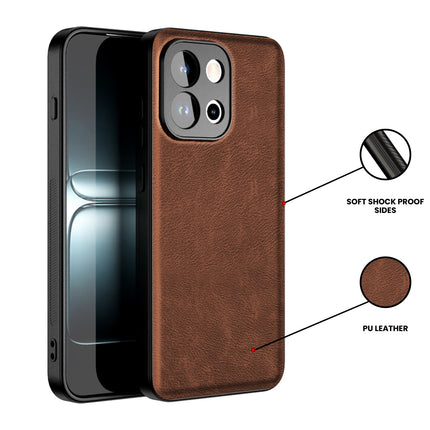 Kapa Tux Leather Back Cover for OnePlus 13S | Slim Shockproof Camera Protection Bumper Case (Brown)