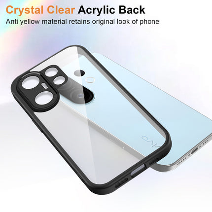 Kapa Hawkeye Clear Slim Tough Back Cover for Vivo X200 FE 5G | Camera Lens Protector Anti Yellow Shockproof Clear Hybrid Case Cover (Black Sides)