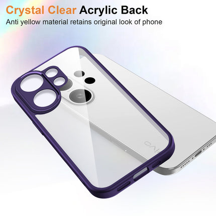 Kapa Hawkeye Clear Slim Tough Back Cover for Vivo V60 / V60e / Vivo T4 Pro 5G | Camera Lens Protector Anti Yellow Shockproof Clear Hybrid Case Cover (Purple Sides) - Mobizang