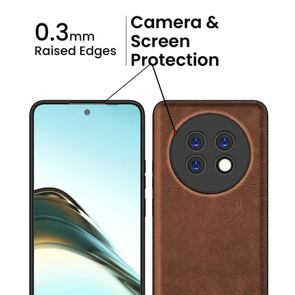 Kapa Tux Leather Back Cover for Realme 13 PRO / 13 PRO PLUS | Slim Shockproof Camera Protection Bumper Case (Brown) - Mobizang