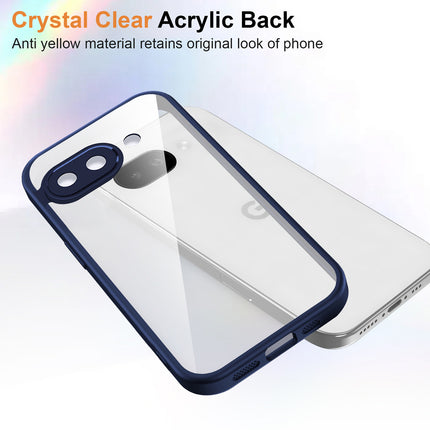 Kapa Hawkeye Clear Slim Tough Back Cover for Google Pixel 9A | Camera Lens Protector Anti Yellow Shockproof Clear Hybrid Case Cover (Blue)