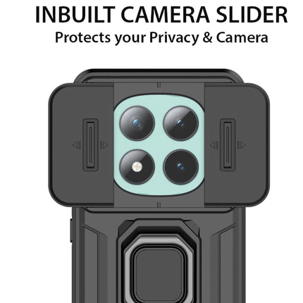 Kapa Armor Slider Back Cover for Redmi Note 15 5G | Inbuilt Ring + Camera Slider Shockproof Lens Protection Bumper Back Case (Black) - Mobizang