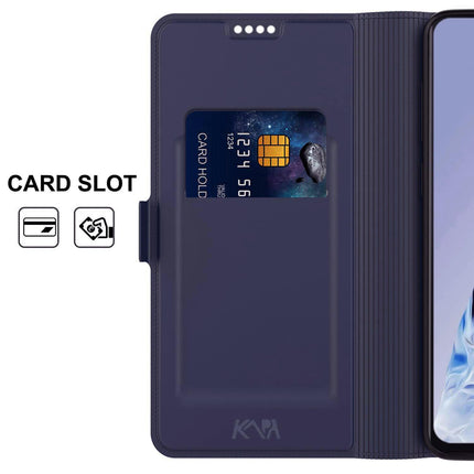 Kapa Noble Slim Magnetic Leather Flip Case Cover for Oppo Find X8 | Card Holder Stand Flip Wallet Case (Blue) - Mobizang