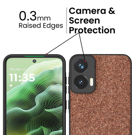 Kapa Soft Fabric & Leather Hybrid Protective Back Cover for Moto G35 | Shockproof Slim Hard Anti Slip Back Case (Brown)