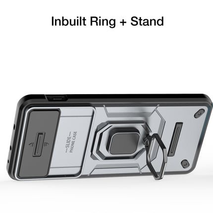 Kapa Armor Slider Back Cover for OnePlus Nord 4 | Inbuilt Ring + Camera Slider Shockproof Lens Protection Bumper Back Case (Grey)