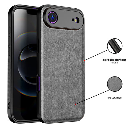Kapa Tux Leather Back Cover for Apple iPhone 17 Air | Slim Shockproof Camera Protection Bumper Case (Grey) - Mobizang
