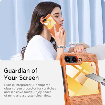 Kapa Textured Grip Hinge Protection Back Cover for Samsung Galaxy Z Flip5 / Z Flip 5 | with [Inbuilt Glass] Full Body Shockproof Hard Back Case (Orange)