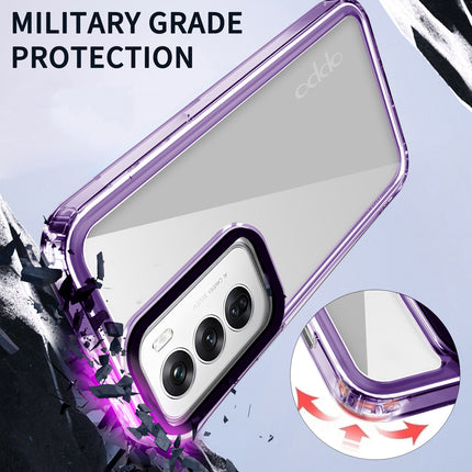 Kapa Warrior Acrylic Clear Back Cover For Oppo Reno 12 (5G) | Slim Shockproof [Military Grade Protection] Hybrid Bumper Case (Purple Sides) - Mobizang
