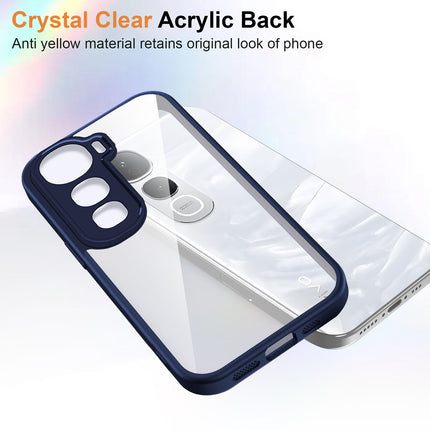 Kapa Hawkeye Clear Slim Tough Back Cover for Vivo Y400 Pro 5G | Camera Lens Protector Anti Yellow Shockproof Clear Hybrid Case Cover (Blue Sides)
