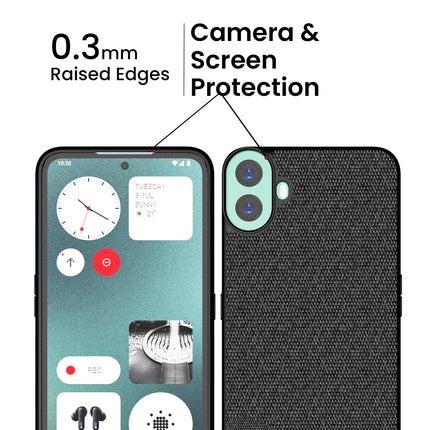 Kapa Soft Fabric & Leather Hybrid Protective Back Cover for Nothing CMF Phone 1 | Shockproof Slim Hard Anti Slip Back Case (Black,Blue)