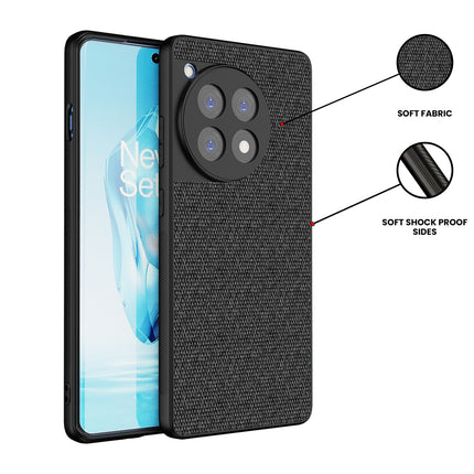 Kapa Soft Full Fabric Protective Back Case Cover for OnePlus 12R | Shockproof Slim Hard Anti Slip Back Case (Black) - Mobizang