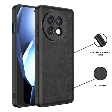 Kapa Tux Leather Back Cover for OnePlus 13R | Slim Shockproof Camera Protection Bumper Case (Black)