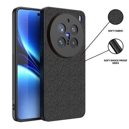 Kapa Soft Full Fabric Protective Back Case Cover for Vivo X200 Pro (5G) | Shockproof Slim Hard Anti Slip Back Case (Black) - Mobizang