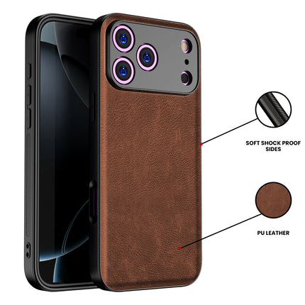 Kapa Tux Leather Back Cover for Apple iPhone 17 Pro Max | Slim Shockproof Camera Protection Bumper Case (Brown)